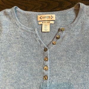 Never worn, cashmere, quarter-button-up sweater